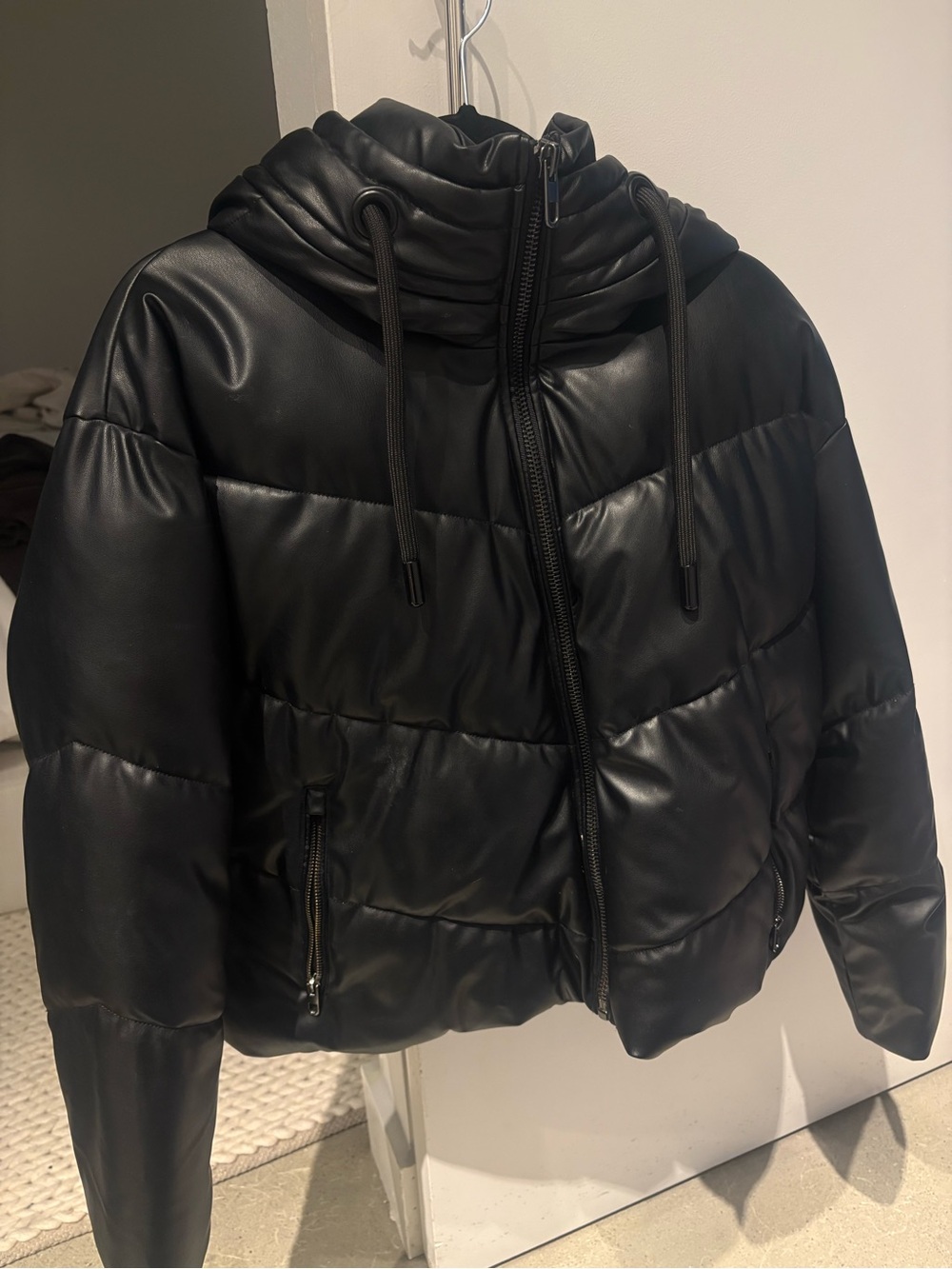 Zara Black Quilted Puffer Jacket with Hood